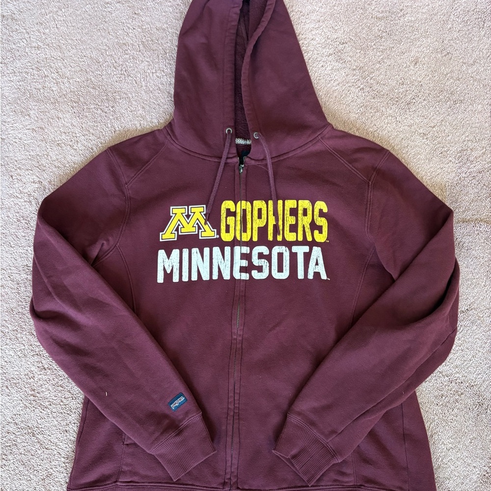 Jansport Minnesota Golden Gophers Full Zip Hoodie Maroon Mens Large NCAA